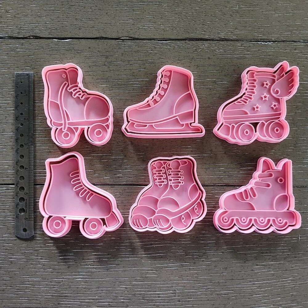 6-Piece Ice Skating, Rollerblade Cookie Cutters & Stamp Set